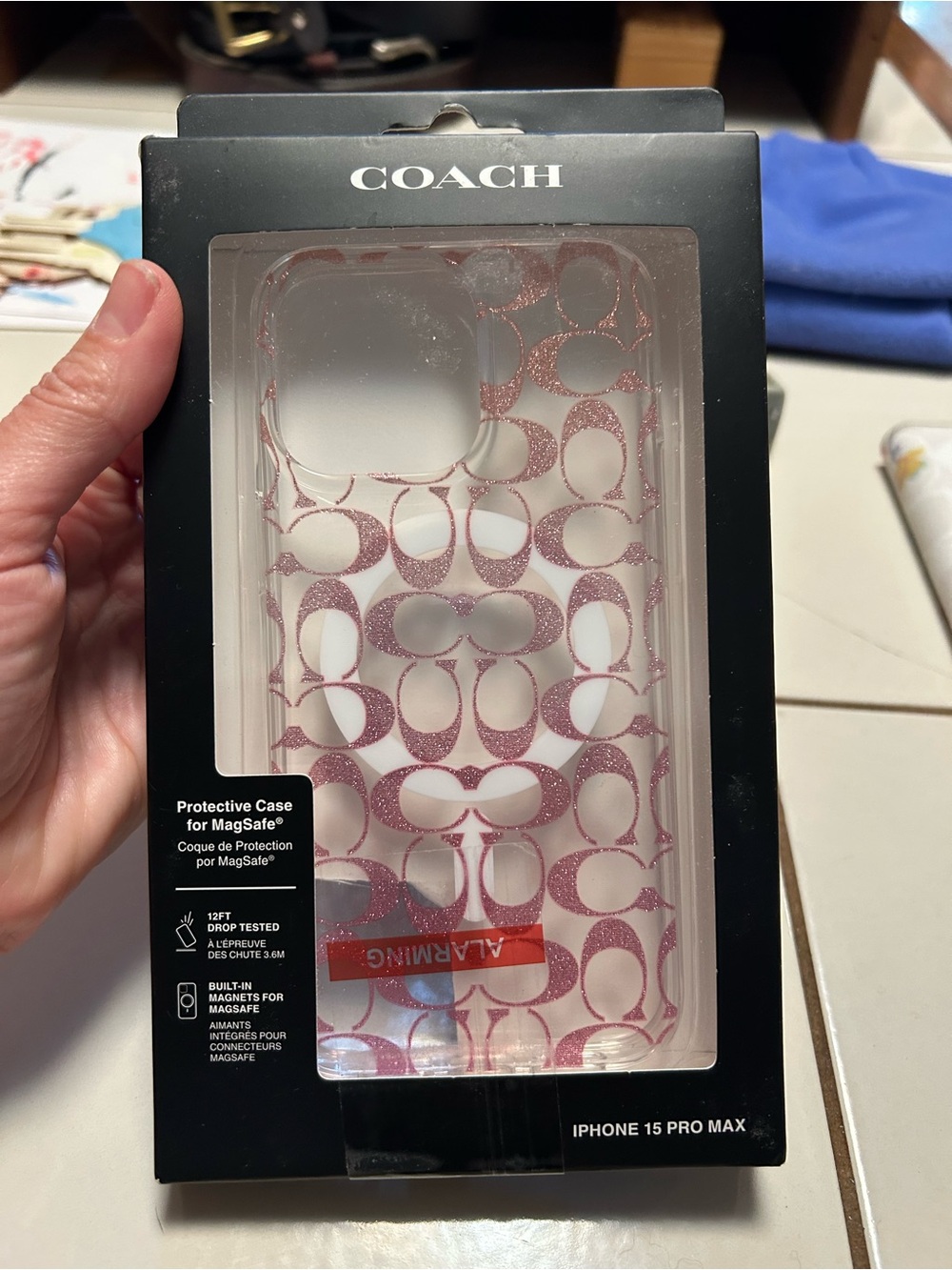 Coach Pink Signature MagSafe Case for iPhone 15 Pro Max